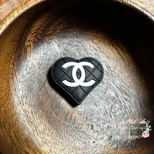 Load image into Gallery viewer, Cici Black With White Heart Silicone Focal Bead Beads
