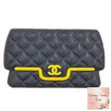 Load image into Gallery viewer, Cici Black &amp; Yellow Purse Silicone Focal Bead Beads
