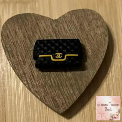 CiCi Black & Yellow Purse Silicone Focal Bead Focal Beads