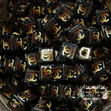 Load image into Gallery viewer, CiCi Brown &amp; Gold - Square Acrylic Beads - Five Count 14mm Square Acrylic
