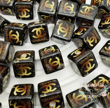 Load image into Gallery viewer, CiCi Brown &amp; Gold - Square Acrylic Beads - Five Count 16mm Acrylic Beads
