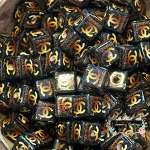 Load image into Gallery viewer, CiCi Brown &amp; Gold - Square Acrylic Beads - Five Count 14mm Square Acrylic
