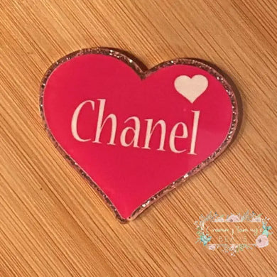 CiCi Dark Pink Heart Glitter Flatback Glitter Flatback