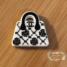 Load image into Gallery viewer, Cici Fancy White &amp; Black Purse - Silicone Focal Bead Silicone Focal Bead
