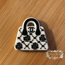 Load image into Gallery viewer, Cici Fancy White &amp; Black Purse - Silicone Focal Bead Silicone Focal Bead
