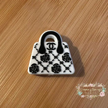 Load image into Gallery viewer, Cici Fancy White &amp; Black Purse - Silicone Focal Bead Silicone Focal Bead
