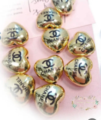 CiCi Gold Acrylic Hearts - 5 Count 16mm acrylic heart beads