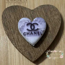 Load image into Gallery viewer, CiCi Heart with Purple &amp; White Flowers Silicone Focal Bead Silicone Focal Bead
