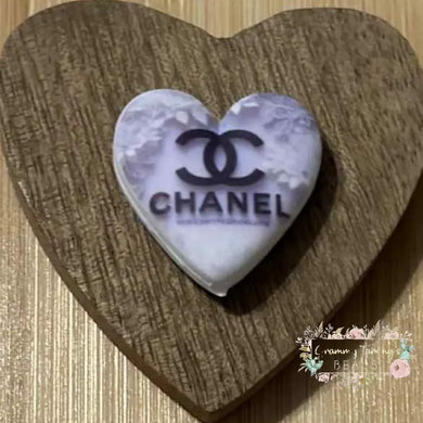 CiCi Heart with Purple & White Flowers Silicone Focal Bead Silicone Focal Bead