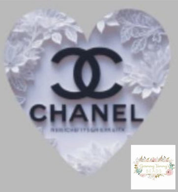 CiCi Heart with White Flowers Silicone Focal Bead Silicone Focal Bead