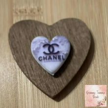 Load image into Gallery viewer, CiCi Heart with Purple &amp; White Flowers Silicone Focal Bead Silicone Focal Bead
