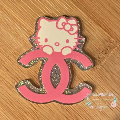 CiCi Kitty - Pink Glitter Flatback Glitter Flatback