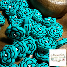 Load image into Gallery viewer, Cici Mint Floral Silicone Focal Bead
