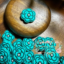 Load image into Gallery viewer, Cici Mint Floral Silicone Focal Bead
