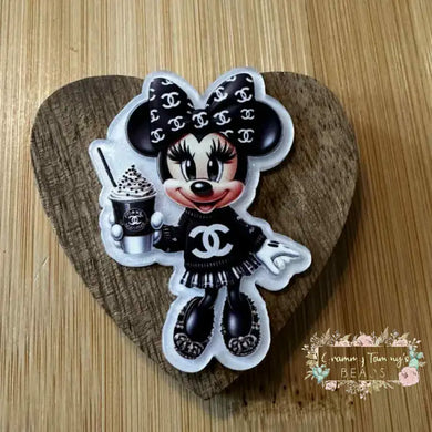 CiCi Mouse Drinking Hot Chocolate - Pearly White Flatback Flatback