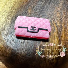 Load image into Gallery viewer, Cici Pink &amp; Black Purse Silicone Focal Bead Beads
