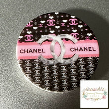 Load image into Gallery viewer, CiCi Pink &amp; Black Round Silcone Focal Bead Silicone Round Focal Bead

