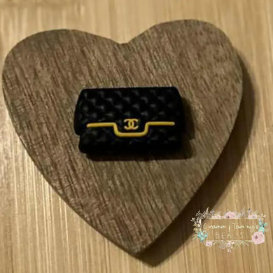 CiCi Black & Yellow Purse Silicone Focal Bead Focal Beads