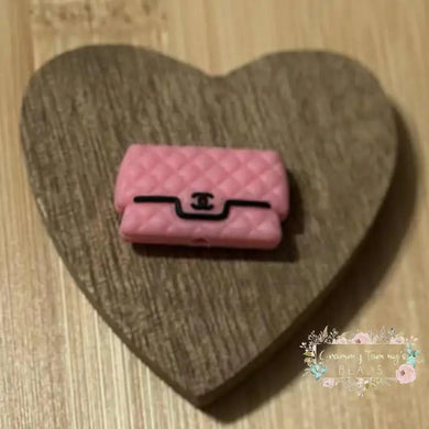 CiCi Pink & Black Purse Silicone Focal Bead Focal Beads