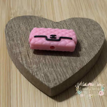 Load image into Gallery viewer, CiCi Pink &amp; Black Purse Silicone Focal Bead Focal Beads
