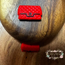 Load image into Gallery viewer, Cici Red &amp; Black Purse Silicone Focal Bead Beads
