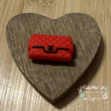 Load image into Gallery viewer, CiCi Red &amp; Black Purse Silicone Focal Bead Focal Beads

