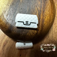 Load image into Gallery viewer, Cici White With Black Purse Silicone Focal Bead Beads
