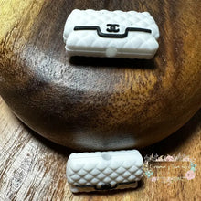 Load image into Gallery viewer, Cici White With Black Purse Silicone Focal Bead Beads
