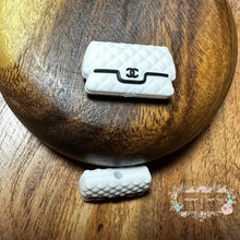 Load image into Gallery viewer, Cici White With Black Purse Silicone Focal Bead Beads
