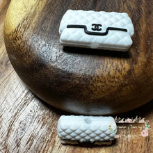 Load image into Gallery viewer, Cici White With Black Purse Silicone Focal Bead Beads
