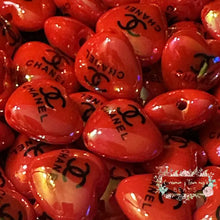 Load image into Gallery viewer, CiCi Red Acrylic Heart Shaped Beads - 5 Count Acrylic Heart Beads
