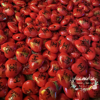 CiCi Red Acrylic Heart Shaped Beads - 5 Count Acrylic Heart Beads
