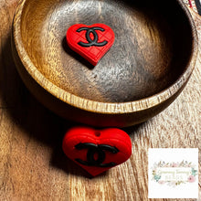 Load image into Gallery viewer, Cici Red With Black Heart Silicone Focal Bead Beads
