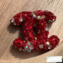 Load image into Gallery viewer, Cici Rhinestone Acrylic Bead - Red &amp; Silver Designs
