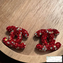 Load image into Gallery viewer, Cici Rhinestone Acrylic Bead - Red &amp; Silver Designs
