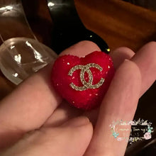 Load image into Gallery viewer, Rhinestone Heart Cici Acrylic Beads - Red 1 Count
