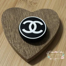 Load image into Gallery viewer, CiCi Black &amp; White Round Silicone Focal Bead Focal Beads
