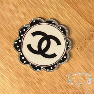 CiCi Round Flower - Silver Glitter Flatback Glitter Flatback