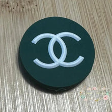 Load image into Gallery viewer, CiCi Round - Green &amp; White Silicone Focal Bead Silicone Focal Bead

