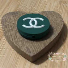 Load image into Gallery viewer, CiCi Round Green &amp; White Silicone Focal Bead Silicone Focal Bead
