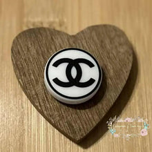 Load image into Gallery viewer, CiCi White &amp; Black Round Silicone Focal Bead Focal Beads
