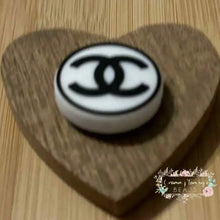 Load image into Gallery viewer, CiCi White &amp; Black Round Silicone Focal Bead Focal Beads
