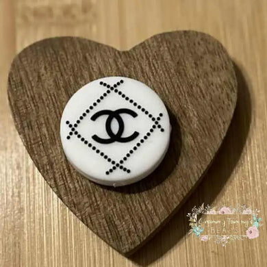 CiCi Round White Dots Silicone Focal Bead Silicone Focal Bead