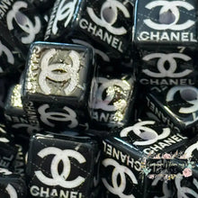 Load image into Gallery viewer, CiCi Square High Quality Acrylic Beads 5-Count Black &amp; White Acrylic Beads
