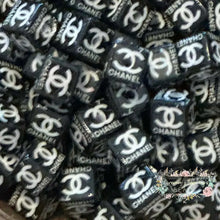Load image into Gallery viewer, CiCi Square High Quality Acrylic Beads 5-Count Black &amp; White Acrylic Beads
