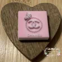 Load image into Gallery viewer, CiCi Pink Square Butterfly &amp; Pearls Silicone Focal Bead Silicone Square Bead
