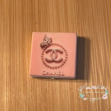 Load image into Gallery viewer, CiCi Square - Pink Butterfly &amp; Pearls Silicone Focal Bead Silicone Square Bead
