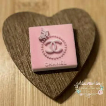 Load image into Gallery viewer, CiCi Pink Square Butterfly &amp; Pearls Silicone Focal Bead Silicone Square Bead
