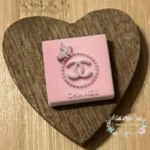 Load image into Gallery viewer, CiCi Pink Square Butterfly &amp; Pearls Silicone Focal Bead Silicone Square Bead
