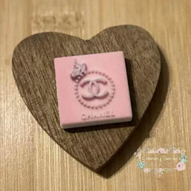CiCi Pink Square Butterfly & Pearls Silicone Focal Bead Silicone Square Bead
